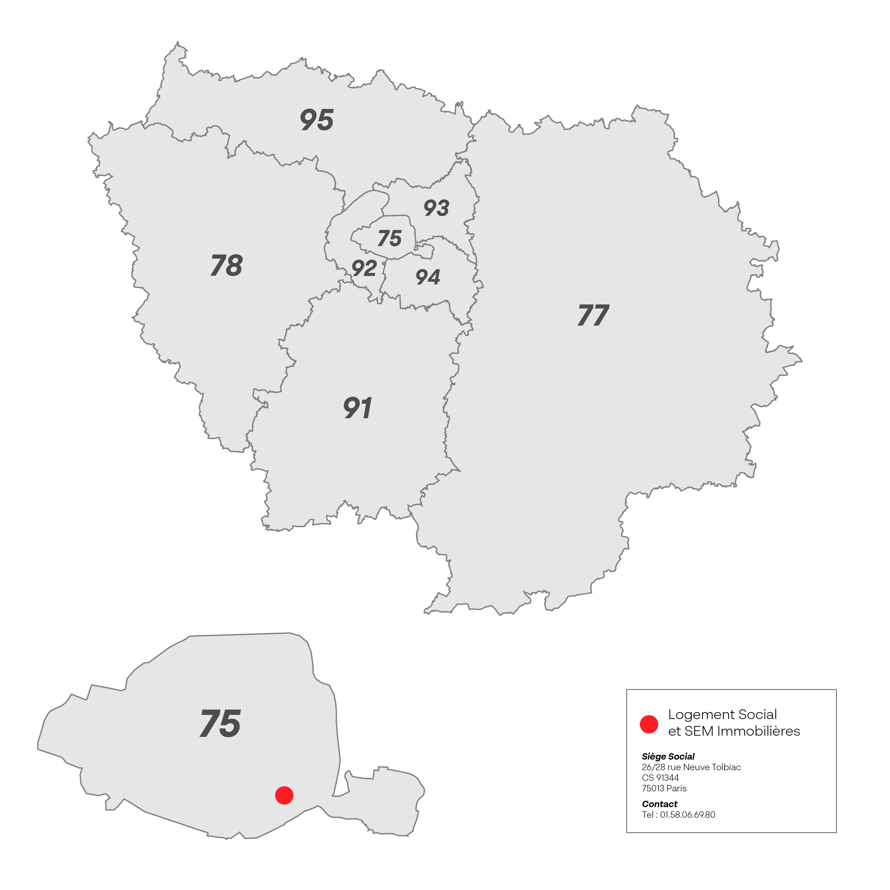 Carte Ile-de-France, economie sociale, santé ou institutionnel